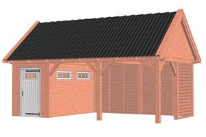 Buitenverblijf Zadeldak XL 710x440 cm - Combinatie 1- Zadeldak- Onbehandeld lariks Douglas hout- Trendhout