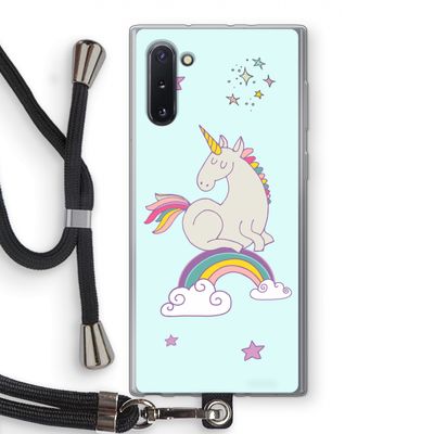 Regenboog eenhoorn: Samsung Galaxy Note 10 Transparant Hoesje met koord