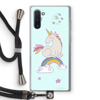 Regenboog eenhoorn: Samsung Galaxy Note 10 Transparant Hoesje met koord