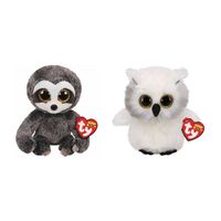 Ty - Knuffel - Beanie Boo's - Dangler Sloth & Austin Owl - thumbnail