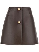 Ferragamo minijupe trapèze en cuir - Marron