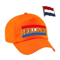 Nederland supporters setje - baseballcap print oranje - colbert pin broche vlag - volwassenen Nederland supporters setje - baseballcap print oranje - colbert pin broche vlag - volwassenen