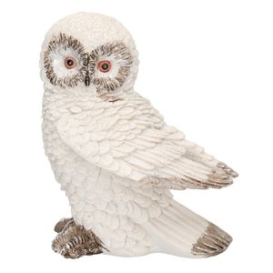 Wit sneeuwuil  vogel dieren beeldje 13 cm   -