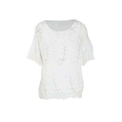 Cassis top met bladprint wit Cassis top met bladprint wit