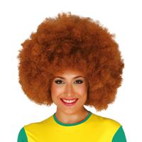 Verkleed pruik afro/hippie - roodbruin - voor volwassenen - one size