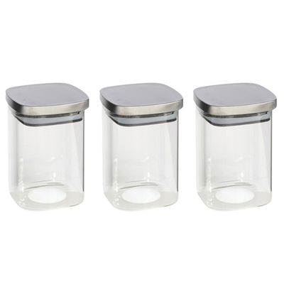 3x stuks voedsel/etenswaren bewaren voorraadpot 1400 ml glas met RVS deksel