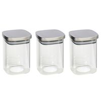 3x stuks voedsel/etenswaren bewaren voorraadpot 1400 ml glas met RVS deksel