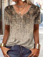 Notched Ethnic Jersey Casual T-Shirt - thumbnail