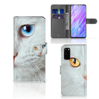 Samsung Galaxy S20 Telefoonhoesje met Pasjes Witte Kat