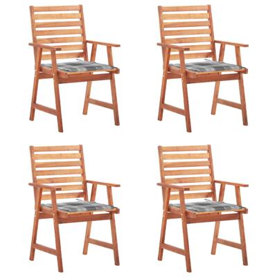 Tuinstoelen 4 st met kussens massief acaciahout
