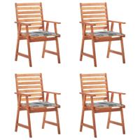 Tuinstoelen 4 st met kussens massief acaciahout