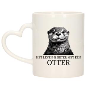 Cadeau mok voor de familie Otter - het leven is beter met - hart oor - keramiek - 300 ml