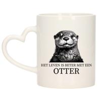 Cadeau mok voor de familie Otter - het leven is beter met - hart oor - keramiek - 300 ml