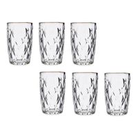 Set van 6x stuks luxe gedecoreerd glas drinkglazen/waterglazen van 340 ml transparant/goud