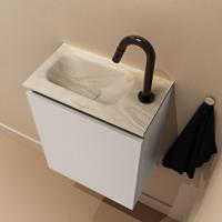 Toiletmeubel Mondiaz Ture Dlux | 40 cm | Meubelkleur Linen | Eden wastafel Ostra Links | 1 kraangat
