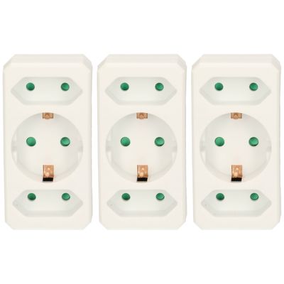 Stopcontact splitter - 3x - triple - wit - voor 3 stekkers - verdeelstekkers