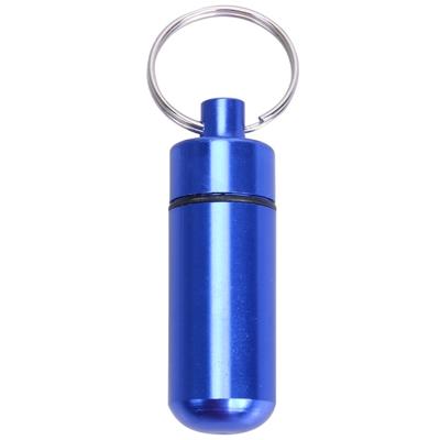 10 stuks draagbare verzegelde waterdichte aluminiumlegering EHBO pil fles met sleutelhanger (blauw)