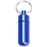 10 stuks draagbare verzegelde waterdichte aluminiumlegering EHBO pil fles met sleutelhanger (blauw)