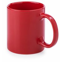 Koffie mokken/bekers - 1x - keramiek - glans - met oor - rood - 370 ml - thumbnail