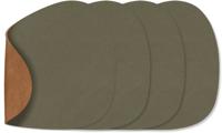 LIND DNA Onderzetters Nupo - Leer - Army Green / Nature - dubbelzijdig - 13 x 11 cm - 4 Stuks