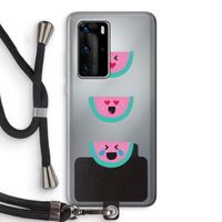Smiley watermeloen: Huawei P40 Pro Transparant Hoesje met koord
