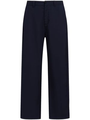 Marni pantalon en laine vierge à taille à logo - Bleu
