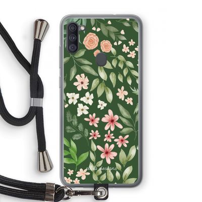 Botanical green sweet flower heaven: Samsung Galaxy A11 Transparant Hoesje met koord