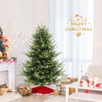 135 cm Kunstkerstboom 442 Takken 160 Warm Witte LED-Lampjes PE PVC Vellen Voorverlichte Kerstboom voor Feestdagen Thuis