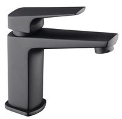 RAVEN ééngreepsmengkraan wastafel, zwart mat keramische schijven geluidsarme, verwisselbare 25 mm-cartouche flexibele metalen aansluitslangen 400 mm volgens DVGW/KTW-A 1 ¼" (Ø ca. 4 cm) Push-