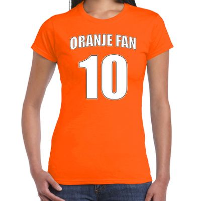Oranje fan nummer 10 oranje t-shirt Holland / Nederland supporter EK/ WK voor dames