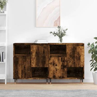 Dressoirs 2 st bewerkt hout gerookt eikenkleurig
