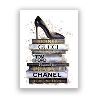 Glasschilderij - Hak op boeken - 60 x 80 cm