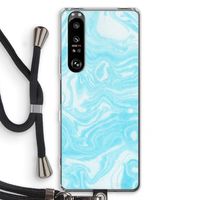 Waterverf blauw: Sony Xperia 1 III Transparant Hoesje met koord