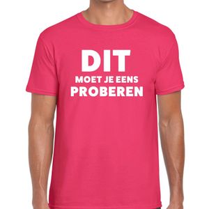 Dit moet je eens proberen beurs/evenementen t-shirt roze heren