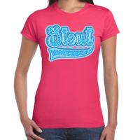 Verkleed T-shirt dames - Stout - roze - blauw panter look - fout/goud/stout Verkleed T-shirt dames - Stout - roze - blauw panter look - fout/goud/stout