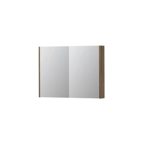 INK SPK2 Spiegelkast - 100x14x74cm - 2 deuren - dubbelzijdige Spiegel - schakelaar en stopcontact - MFC Zuiver eiken 1105320