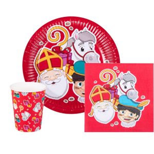 Gedekte tafel set Sinterklaas - Bekers/bordjes/servetten voor 10x personen