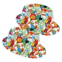 Verkleed hoedje voor Tropical Hawaii party - 2x - Summer/jungle print - volwassenen - Carnaval/thema