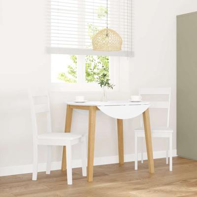 Eetkamerstoelen 2 st massief hout rubber wit