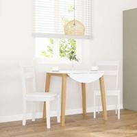 Eetkamerstoelen 2 st massief hout rubber wit