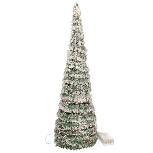 Kerstverlichting figuren Led kegel kerstboom groen besneeuwd 60 cm    -