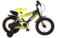 Volare Sportivo Kinderfiets Jongens 14 inch Neon Geel Zwart Twee Handremmen 95% afgemonteerd