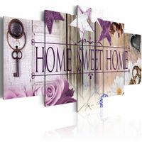 Schilderij - Home Sweet Home - ,  Paars  , 5 luik - thumbnail