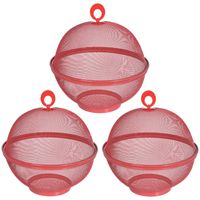 Voedselkap/vliegenkap - 3x - 2-laags metaal - 25 cm - rood