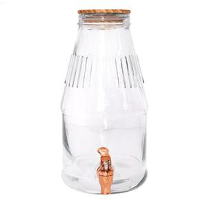 Home Deco Factory Drankdispenser - 3.8 liter - glas - limonadetap - waterdispenser - transparant