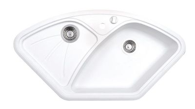 Sapho spoelbak 105x56cm met kraangat wit graniet