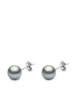 Yoko London puces d'oreilles Classic 9 mm en or blanc 18ct serties de perle de Tahiti - Argent