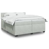 Boxspring met matras fluweel lichtgrijs 200x200 cm