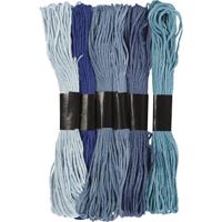 Creativ Company Borduurgaren, dikte 1 mm, blauw harmonie, 6 bol/ 1 doos