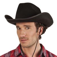 Boland - 4x stuks - Zwarte - cowboyhoed Rodeo - vilt - maat 59 - voor volwassenen - Carnaval verklee